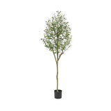 Garvee 5.9FT Large Indoor Artificial Olive Tree with Natural Wood Trunk for Living Room Bedroom Office Decoration, Green