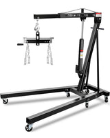 Garvee 2 Ton Engine Hoist Cherry Picker with Lever, 4400 Lbs Capacity, 6 Steel Casters, Foldable Design for Truck Engines, Boat Motors, Farm Equipment, Heavy-Duty Hydraulic Crane, Red