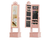 Garvee Kids Jewelry Armoire Light Pink Child Jewelry Cabinet with LED Light Full-Length Mirror 3 Storage Drawers - Light  Pink