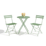 Garvee 3-Piece Folding Bistro Set, Foldable Patio Furniture Set With Premium Frame, Outdoor Bistro Table and Chairs Set of 2 for Patio, Garden and Balcony, Green - Green