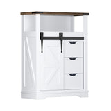 Garvee White Wooden Entry Buffet Cabinet with Sliding Door, 3 Drawers, Adjustable Shelves, MDF, Compact for Bathroom or Kitchen, Anti-Tip Safety, White