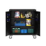 Garvee Rolling Tool Cabinet Metal Storage with Adjustable Shelves & Pegboard for Garage Workshop Cart  Black