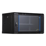 Garvee 6U Wall Mount Network Cabinet - 17.7in Deep Server Rack Enclosure with Locking Glass Door & Removable Side Panels for IT/AV Equipment, Black