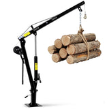 Garvee Hydraulic Pickup Truck Crane 2000 LBS 360° Swivel Folding Bed Crane with Hand Winch for Construction Factory, Adjustable Boom, Galvanized Steel - Black