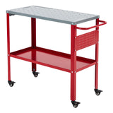 Garvee Movable Welding Table 36x18 in Steel Workbench with 1200 LBS Capacity, Portable with Tool Slots and Casters, Industrial Welding Workstation
