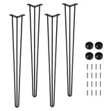 Garvee Metal Table Legs Robust Design Hairpin 3 Rods High Load 880 lbs Black Finish Easy Install for Tables Desks Benches