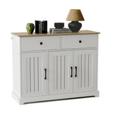 Garvee 42.5" Sideboard Buffet Cabinet with Adjustable Shelves and Drawers for Living and Dining Room, White, Modern Farmhouse Style