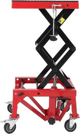 Garvee Hydraulic Motorcycle Jack 350LBS Scissor Lift with Safety Lock Wheels Oil Drain for ATV Dirt Bike Cruiser 13.8"-34.3" Range