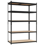 Garvee Heavy-Duty 5-Tier Adjustable Metal Shelves Steel Frame Rubber Feet Garage Storage 48x18x72in - Black Matte