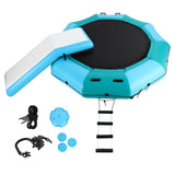 Garvee Inflatable Water Trampoline 10FT Floating Trampoline with Ladder Anchor Bags Pump for Lake Pool Ocean Adults Kids Family