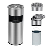 Garvee Commercial Indoor/Outdoor Stainless Steel Round Trash Can with Removable Inner Bucket & Ashtray for Office Hotel Mall, Durable Silver