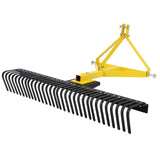 Garvee 5 FT Landscape Rock Rake, 3 Point Attach Rake, Heavy Duty Tractor Attachment for Compact Tractors, 360 Degree Rotation, Steel, Black
