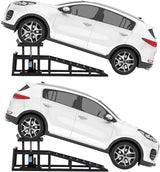 Garvee Low Profile Hydraulic Lift Ramps 2 Pack 11000 Lbs Adjustable Height 9.8"-16.21" Car And Truck Service Ramps Home Garage - Black