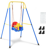 Garvee 3-in-1 Baby Swing Foldable Metal Frame Adjustable Safety Harness Durable Steel Indoor Outdoor Ages 6 Months-10 Years