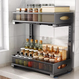 Garvee Under Sink Organizer 2 Tier Slide Out Adjustable Height Cabinet Organizer Drawers Multi-Purpose Metal Storage Rack 41x22.5x43cm