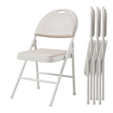 Garvee 4 Folding Chairs Metal Frame PU Leather Seat Water-Resistant Compact Design Indoor Outdoor