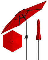 Garvee 7.5FT Patio Umbrella Outdoor Table Market Umbrella with Push Button Tilt and Crank Red - Red