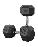 Garvee 5-50 LB Hex Dumbbell Set of 2, Cast Iron Core, Rubber Coated, Textured Carbon Steel Handle for Home Gym Strength Training, Black