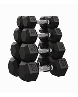 Garvee 5-50 LB Hex Dumbbell Set of 2 with Cast Iron Core, Rubber Coating, Textured Carbon Steel Handle for Home Gym Strength Training