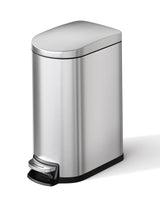 Garvee 2.6 Gallon Bathroom Trash Can Slim Stainless Steel Step-On Garbage Bin Silver Space-Saving Compact Design - Silver