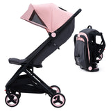 Garvee Lightweight Stroller for Newborn with 5-Point Harness, Compact Travel Stroller for Toddler, Infant, One-Hand Fold, Aluminum Frame, Gray - Pink
