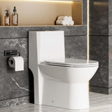 Garvee One-Piece Toilet Dual Flush Top Buttons Elongated D-Shaped Seat 3/4.8L White Modern Household - Top Flush