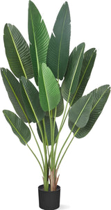 Garvee 72 ins Artificial Tree Bird of Paradise with 13 Trunks Adjustable Faux Banana Tree for Home Decor Indoor Outdoor, 6 ft, Green