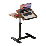 Garvee Height Adjustable Overbed Bedside Table with Wheels, Split Top Tilt, Mobile Laptop Desk Cart for Hospital Home Use, Walnut - Walnut