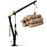 Garvee Hydraulic Pickup Truck Crane, Folding Truck-Mounted Bed Crane, 360° Swivel Jib Engine Hoist, Construction Lift, Galvanized Steel, Heavy-Duty - Black