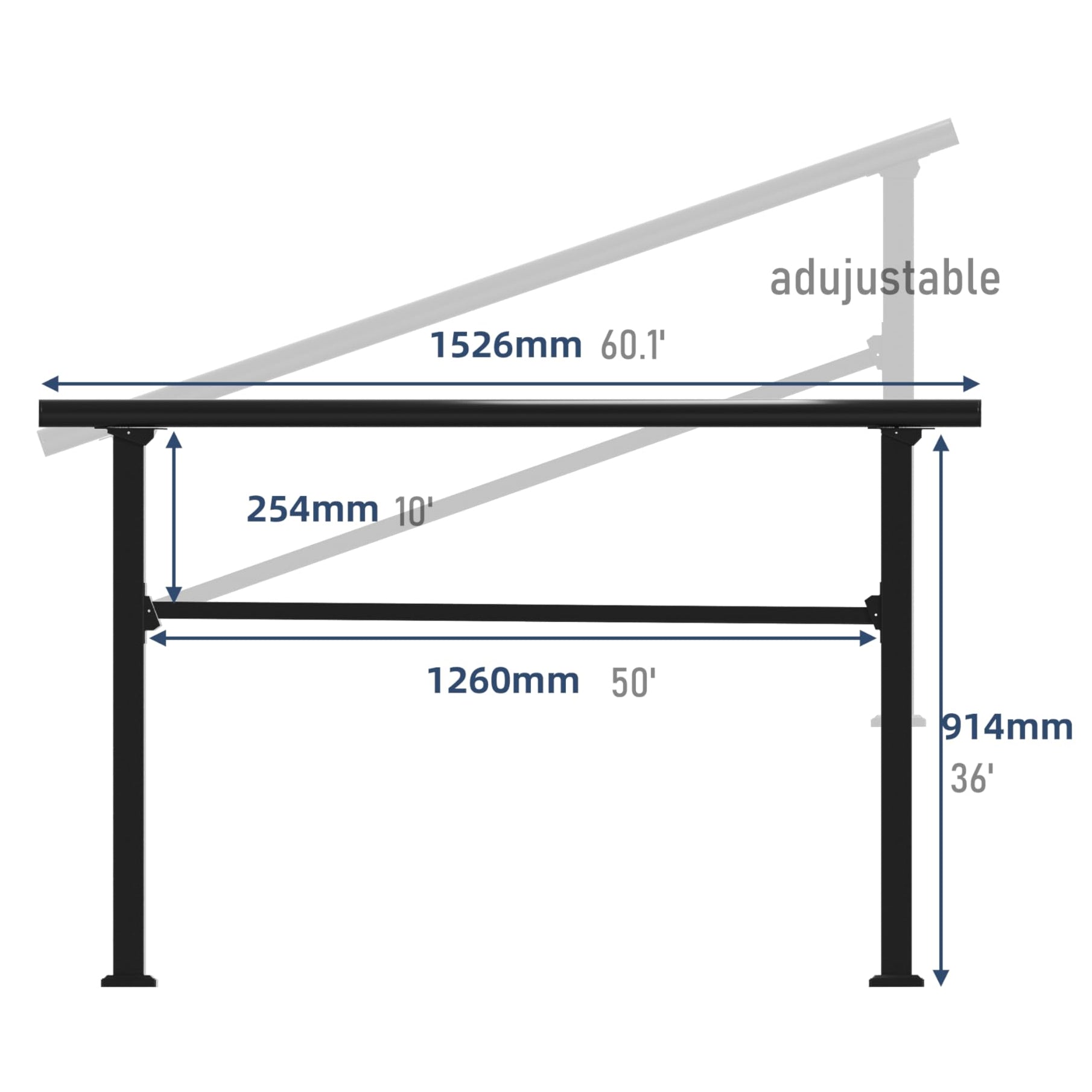 Garvee Aluminum Alloy Outdoor Hand Rails With Installation Kit For Concrete Porch Steps, 4-5 Steps, Black