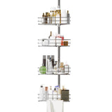 Garvee Corner Shower Caddy Tension Pole Adjustable 76-110 Inch 4-Tier Bathroom Organizer Silver Rustproof