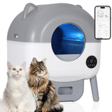 Garvee Self Cleaning Litter Box Large Capacity Automatic Cat Litter Box App Control Safety Protection White & Grey - Us Region - Light Gray
