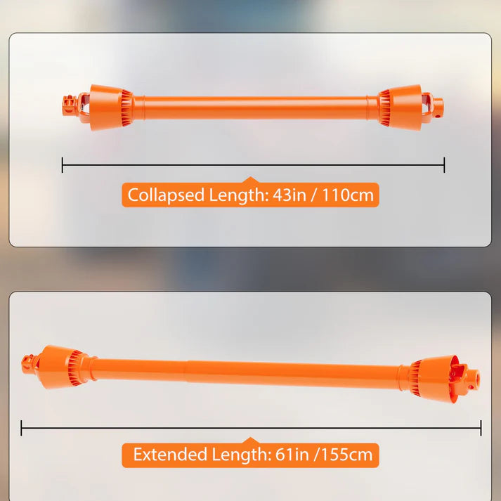 Garvee PTO Drive Shaft 1 3/8" PTO Shaft, 43"-61" Brush Hog PTO Shaft, 6 Spline End Round End PTO Driveline Shaft, Series 4 Tractor for Bush Hog,Finish Mower,Rotary Cutter