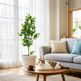 Garvee Artificial Lemon Tree 150cm White Pot Indoor Decor Realistic Silk Leaves Polystyrene Lemons
