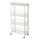Garvee Foldable Kitchen Cart on Wheels Iron and Wood Rolling Storage Cart 3-Tier Shelves Black White Space-Saving Home Organizer - White