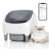 Garvee Self Cleaning Litter Box Open-Top Automatic Cat Litter Box with App Control 10.5L White/Grey - White & Grey