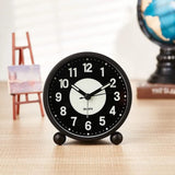Garvee Alarm Clock Luminous Metal Round 4-Inch Silent Night Light Small Desk Clock Bedroom Bedside Table