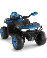 Garvee 12V Electric Ride On Car for Kids 3-8 Years, 2 * 45W Motor, Remote Control, LED Lights, Music Player & Emergency Brake, Battery Powered Cars for Toddlers & Big Kids - Blue - Blue