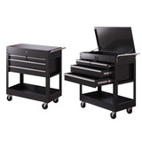 Garvee 4-Tier Rolling Tool Cart with Locking Drawers, Heavy Duty Metal Tool Storage Organizer, Mobile Workbench for Garage, 33.64" x 17.69", Black