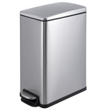 Garvee Slim Trash Can with Lid 12 Gal Stainless Steel Kitchen Garbage Can Inner Bucket Step On Pedal Narrow Metal Bin Silver - Silver
