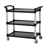 Garvee Heavy Duty Service Cart with Locking Wheels 3-Shelf Utility Cart for Restaurant Kitchen Hotel Cleaning Black 42.1"L x 19.4"W - Style4