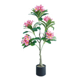 Garvee Artificial Frangipani Flower Tree with Long Stem Indoor Decoration 120cm Pink Green - Schwarz