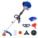Garvee 43Cc Gas Powered Weed Wacker 3-in-1 String Trimmer Brush Cutter 17" Cutting Path Shoulder Strap Anti-Vibration Handle - Blue