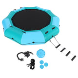 Garvee Inflatable Water Trampoline 10FT 15FT Floating Water Trampoline for Adults Lake Pool Ocean with Ladder Ropes Pump Anchor Bags