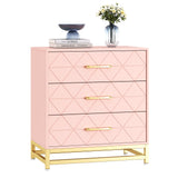 Garvee 3 Drawer Dresser Wood Chest Drawers With Storage For Closet Bedroom Modern Bedside Nightstand Pink