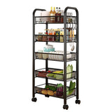 Garvee 5 Tier Rolling Cart Metal Storage Cart with Lockable Wheels for Kitchen Living Room Bathroom Black