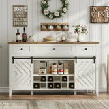 Garvee Farmhouse Bar Cabinet with Adjustable Shelves and Sliding Barn Door for Dining Room Kitchen Living Room, 47.2" White - White