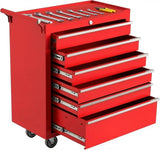 Garvee 6-Drawer Rolling Tool Chest and Tool Box Heavy-Duty Steel Mobile Tool Cabinet with Locking System for Garage Workshop Mechanics, Red - Red