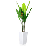 Garvee 4.7FT Artificial Bird of Paradise Plant Tree with White Tall Planter for Indoor and Outdoor Decor, Tropical Green
