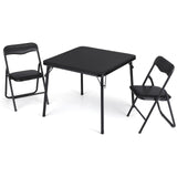 Garvee Folding Card Table and Chair Set, Upholstered Foldable Metal Frame, Children's Activity Table and Chairs, Black, Portable and Space-Saving